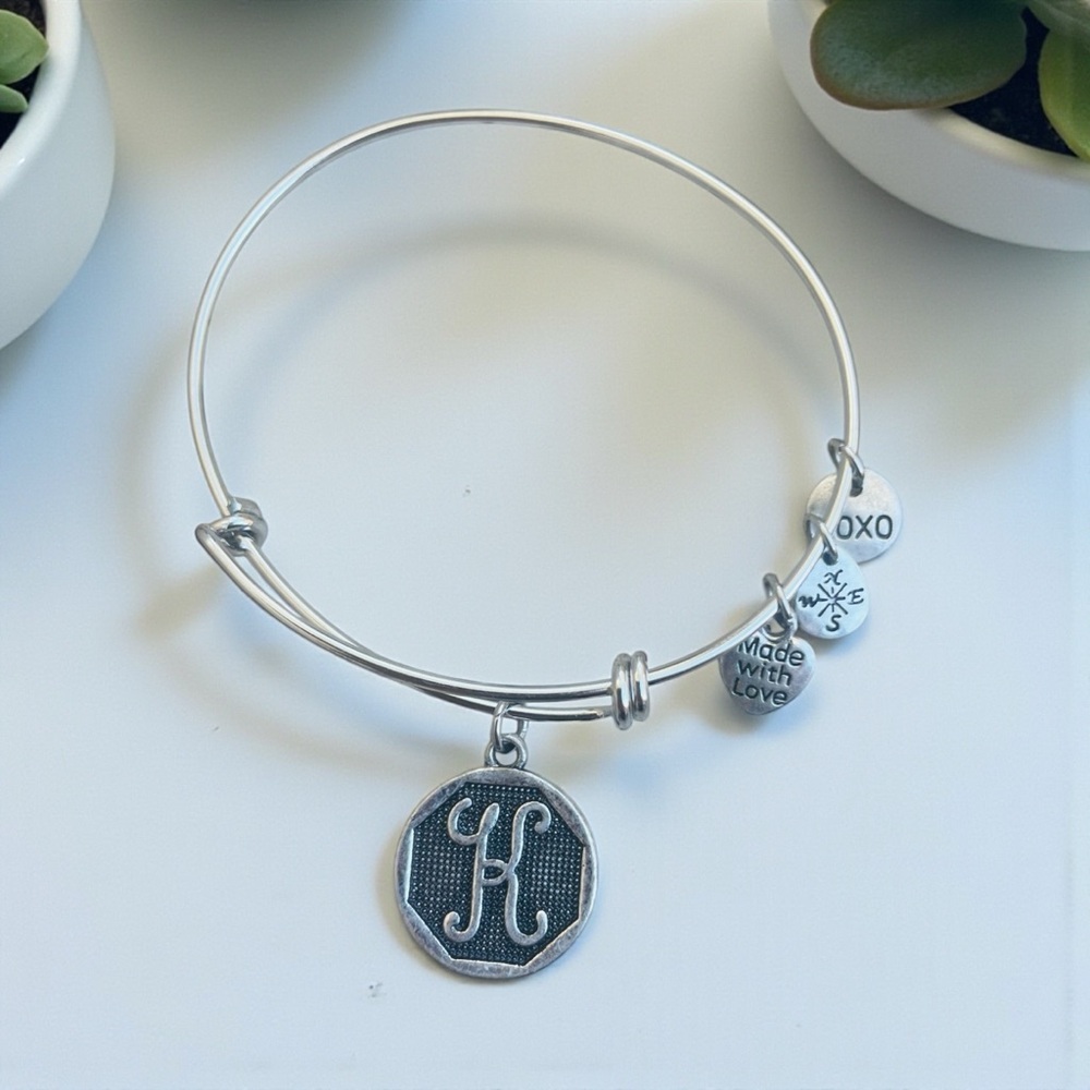 Initial K Bracelet with 3 charms